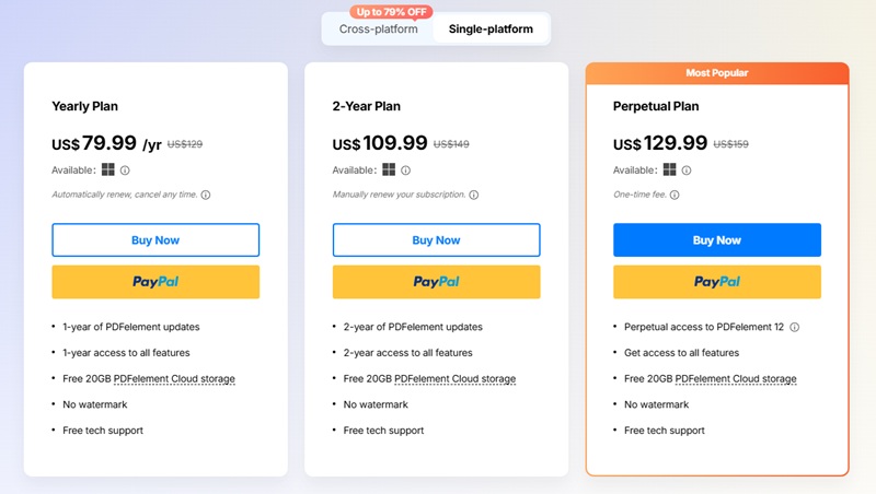 Bảng giá PDFelement