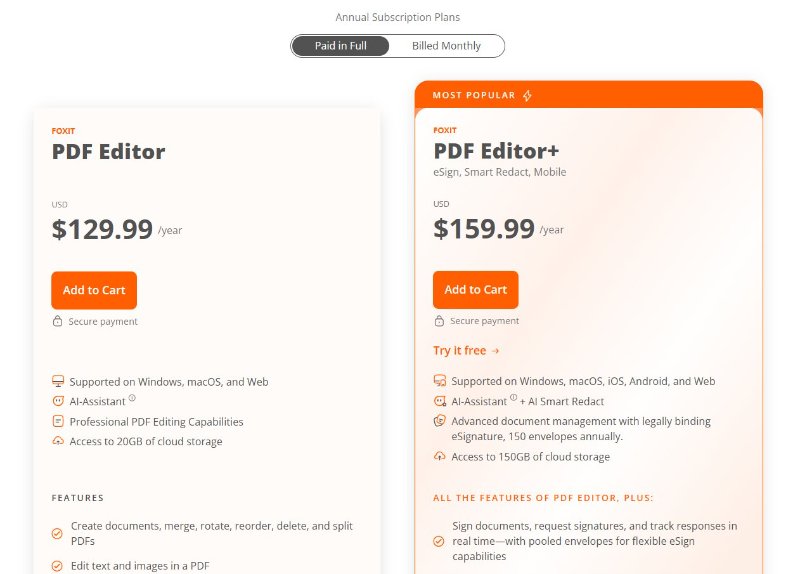 Bảng giá Foxit PDF Editor 2026