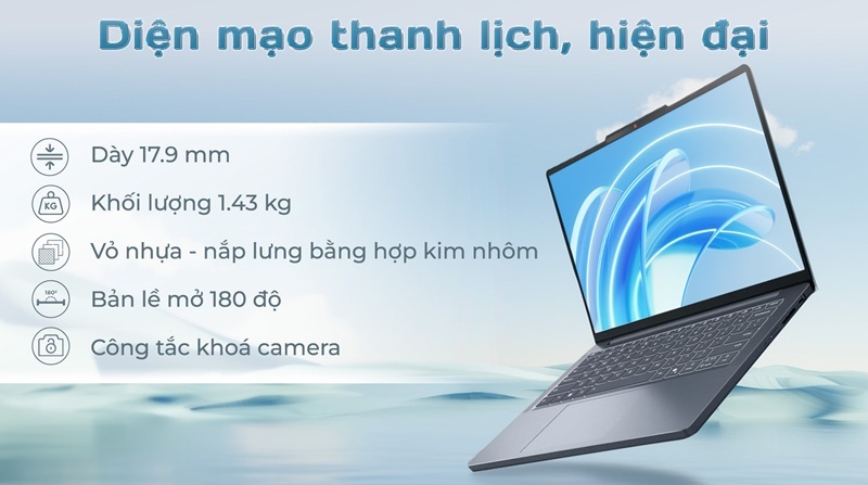 Laptop LENOVO IdeaPad Slim 3 14ARP10 83K600E6VN (AMD Ryzen 5 7535HS | AMD Radeon | 14 inch WUXGA | 16GB | 512GB | Win 11 | Xám)