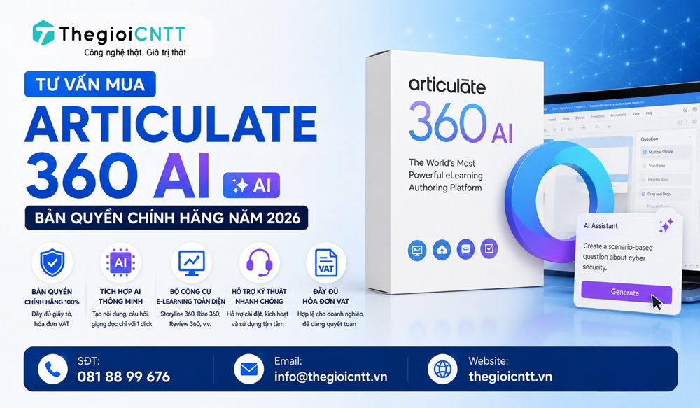 Tư vấn mua Articulate 360 AI bản quyền 2026