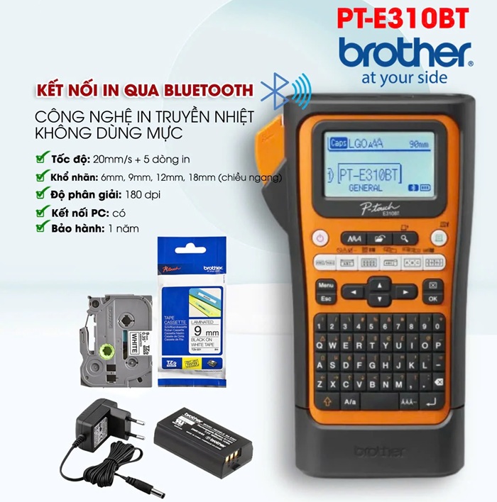 Thông số và khả năng in nhãn Brother PT-E310BTVP