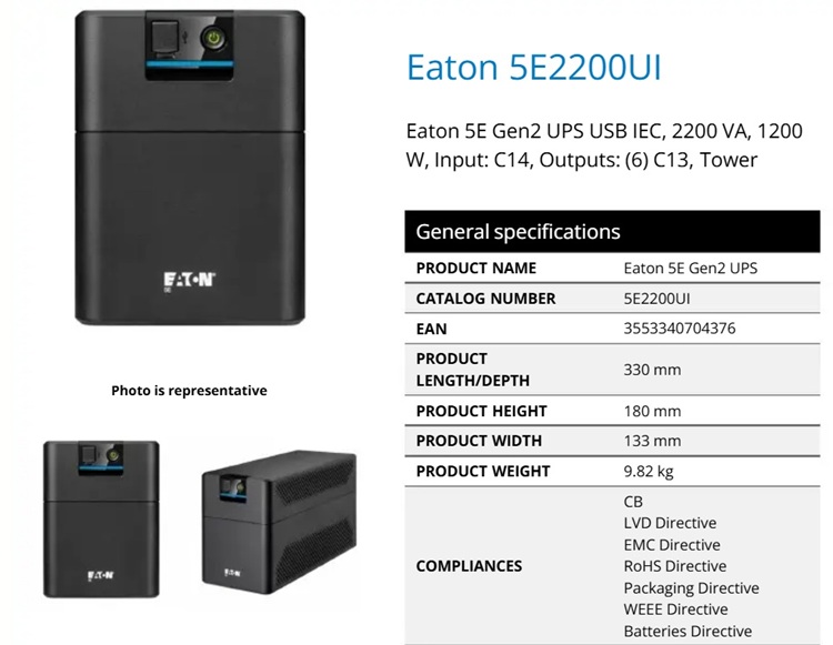 Thông số UPS Eaton 5E Gen2 5E2200UI-EA