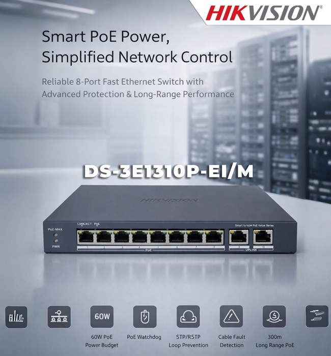 Thông số Switch PoE Hikvision DS-3E1310P-EI/M