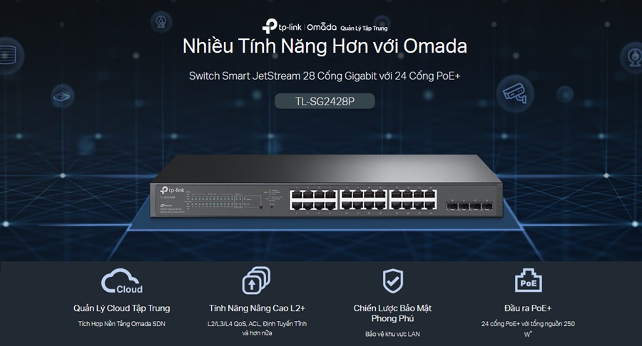 Switch TP-Link TL-SG2428P JetStream 24 cổng PoE