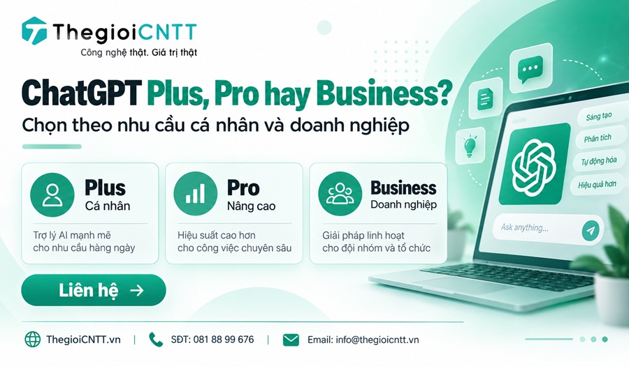 so sánh chatgpt plus, pro và business
