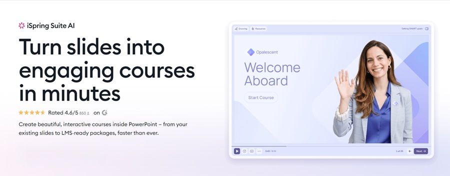 iSpring Suite AI và workflow tạo bài giảng eLearning từ PowerPoint