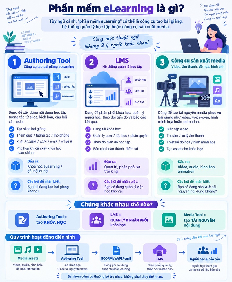 Phần mềm eLearning và vai trò của authoring tool LMS