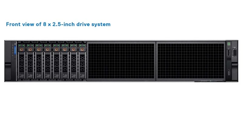 Sơ đồ mặt trước Dell PowerEdge R7625 8x2.5 inch